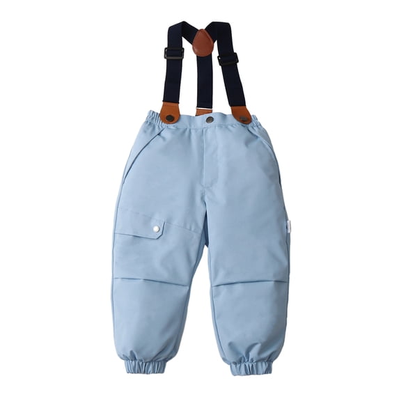 Usaibhir Baby Toddler Boys Girls Elastic Windproof Down Pants Lightweight Warm Snow Suspender Pants 2-6T