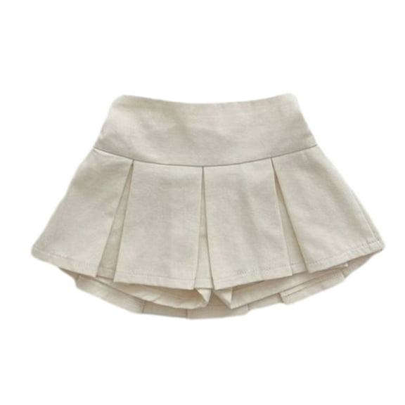 Usaibhir Baby Toddler Girls High Waisted Pleated Skirt Casual Stretch Waist Kids Built-in Shorts Skirts 3-24M