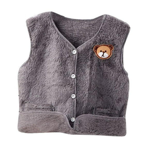 Usaibhir Baby Toddler Kids Sleeveless Jacket Soft Sherpa Fleece Vest Outerwear Buttons Fall Winter Cardigan reversible Waistcoat Unisex 0-6T