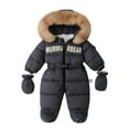 thumbnail image 1 of Usaibhir Baby Winter Hooded Snowsuit New Born Toddler Girls Boys Winter Romper Outwear Infant Winter Jacket Clothes for 9-12M Gray, 1 of 9