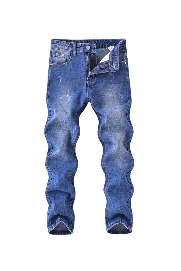Boy's Skinny Fit Distressed Stretch Washed Fashion Kids Denim Jeans Pants with 5 Pockets Size 5-13 Years