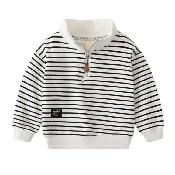 Usaibhir Boys Girls Pullover Sweaters Kids Striped/Solid Sweaters Relaxed Fit Quarter Zip Stand Collar Casual Warm Long Sleeve Knit Sweatshirt Tops Teen for 2-10Y