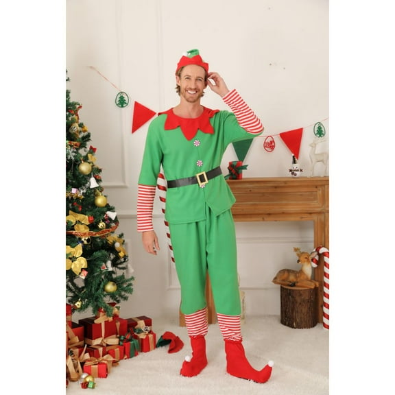 Usaibhir Christmas Parent-Child Elf Outfits Kids Teen Girls Boys Women Men Xmas Family Matching Couple Elf Costumes Clothes Dress/Pants Sets Child Adult