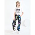 thumbnail image 1 of Usaibhir Girl Outfits Short Sleeve Printed Crop Tops + Camouflage Pants 2pcs Summer Clothes Set 7-14T, 1 of 13