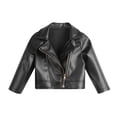 thumbnail image 1 of Usaibhir Girl's Fax PU Leather Jacket Zip Up Long Sleeve Collared Biker Outerwear Lightweight Coat Streetwear 2-8T, 1 of 4