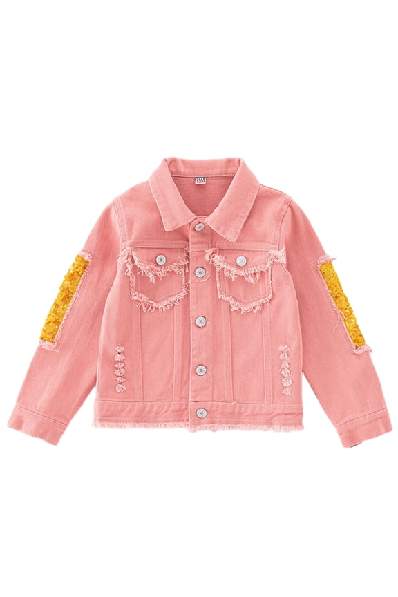 Girl's Jean Jacket Cute Denim Jackets Long Sleeve Button Down Spring Fall Outerwear 5-14T