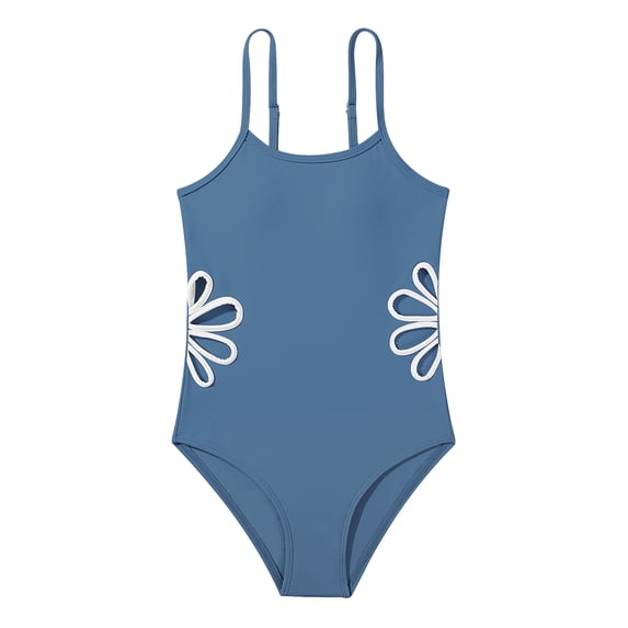 Usaibhir Girl's Solid Cut Out Sleeveless One Piece Swimsuit Bathing Suits Swimwear Beachwear for Kids 7-14 Years