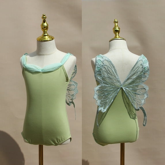 Usaibhir Girls Leotard Sparkly Tutu Dress Butterfly Decal Skirt Short Sleeve Dance Outfit Gymnastics Costume Dancewear Stage Performance 6-13T