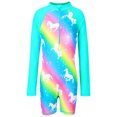 thumbnail image 1 of Usaibhir Girls One Piece Swimsuits Rash Guard for Girl Long Sleeve Bathing Suits with Front Zipper Sun Protection Swimwear 4-10 Years, 1 of 8