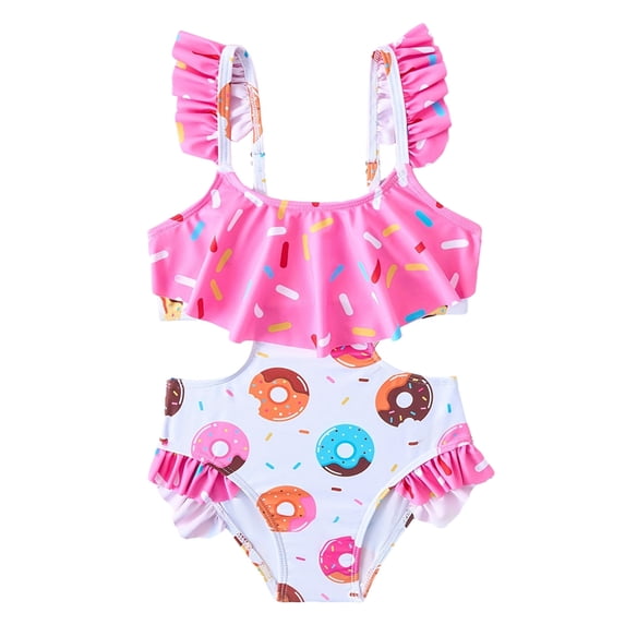 Usaibhir Girls Sleeveless Printed One Piece Swimsuit Set Kids Cute Swimsuit Beach Bikini 2-9 Years