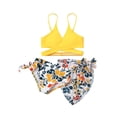 thumbnail image 1 of Usaibhir Girls Swimsuit 3 Piece Bathing Suits Criss Cross Bikini Set with Cover Up Skirts Girls' Swimwear 8-14 Years, 1 of 8