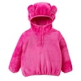 thumbnail image 1 of Usaibhir Infant Baby Boys Girls Fleece Ears Hat with Lined Hooded Zipper Up Jacket Coat Tops Outwear Overcoat Warm Fall Winter for 1-6Y Red, 1 of 10