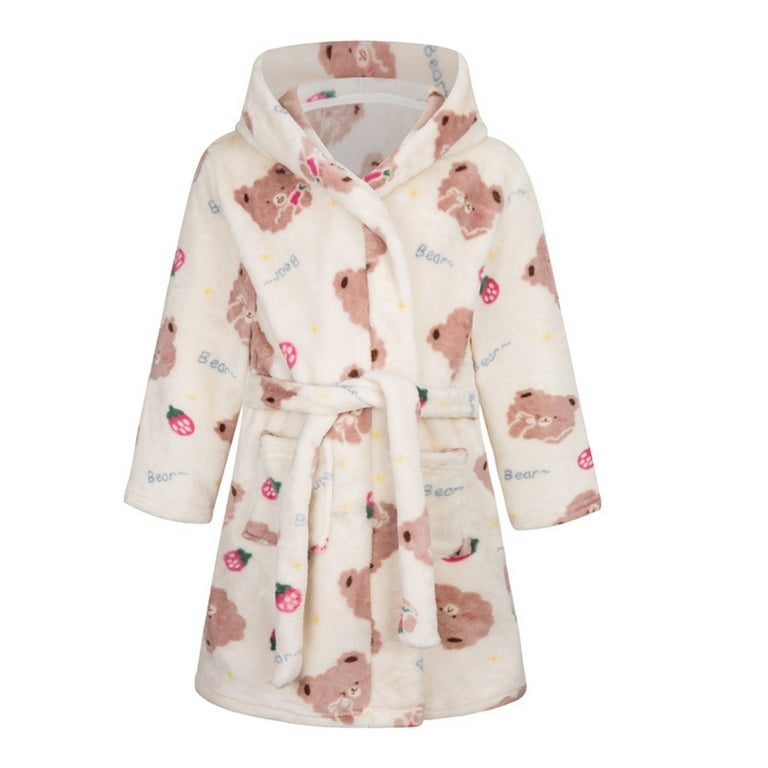 Robes For Girls Girls' Plush Fleece Hooded Robe Cozy Bathrobe