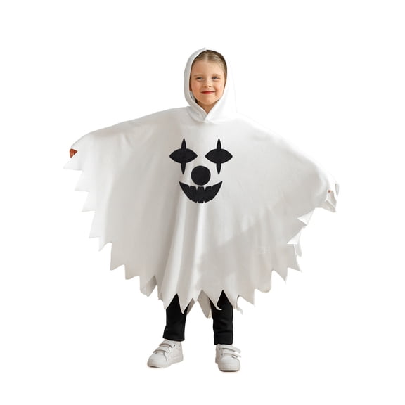 Usaibhir Kids Ghost Costume - Boo Hooded Cloak with Scary Face, Halloween Cape for Trick-or-Treating 1-6T