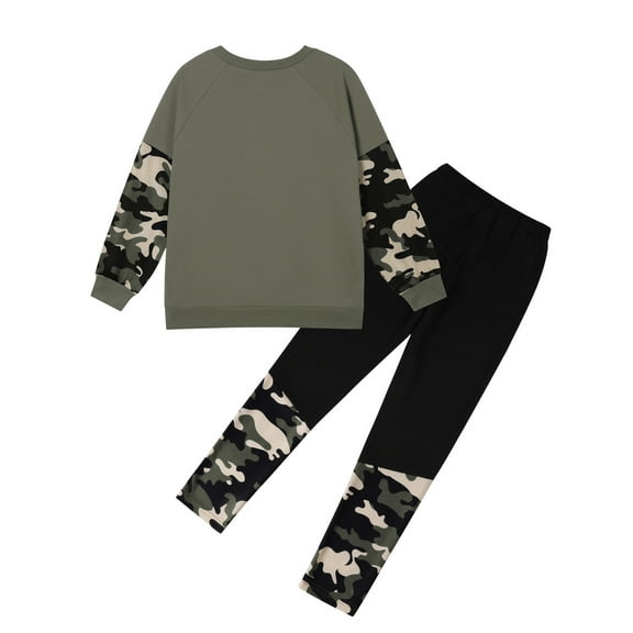 Usaibhir Kids Girls Long Sleeve Color Block Sweatsuit Sets Crewneck Casual Sweatpants 2 Piece Outfits Sweatshirt and Pants 6-14T