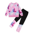 thumbnail image 1 of Usaibhir Kids Girls Long Sleeve Color Block Sweatsuit Sets Crewneck Casual Sweatpants 2 Piece Outfits Sweatshirt and Pants 6-14T, 1 of 9