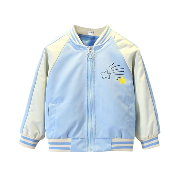 Usaibhir Kids Girls Varsity Jacket Baseball Jacket Casual Sport Cardigan Sweatshirt Coat for 6Y Blue