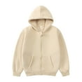thumbnail image 1 of Usaibhir Kids Soft Fleece Casual Sweatshirt Zip up Hooded Sports Jacket with Pocket Boys Girls Athletic Hoodie for 3-4Y White, 1 of 5
