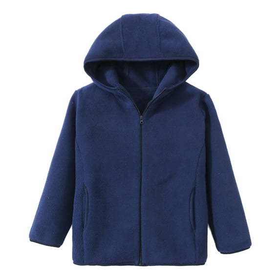 Usaibhir Kids Soft Fleece Casual Sweatshirt Zip up Hooded Sports Jacket with Pocket Boys Girls Athletic Hoodie for 8-9Y Blue