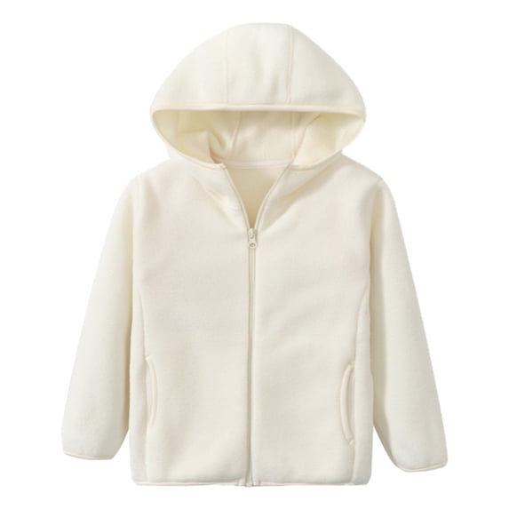 Usaibhir Kids Soft Fleece Casual Sweatshirt Zip up Hooded Sports Jacket with Pocket Boys Girls Athletic Hoodie for 8-9Y White