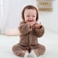 thumbnail image 1 of Usaibhir Newborn Baby Bear Outfit Solid Color Stitching Bag Feet Bodysuit Infant One Piece Hooded Romper Outerwear Winter Snowsuit Clothes, 1 of 9