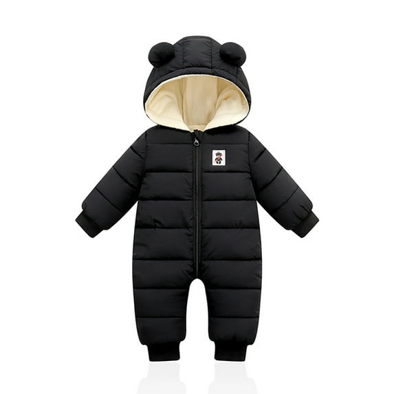 Usaibhir Newborn Baby Snowsuit Winter Coat Fleece Lining Warm Hoodie Romper Puffer Jacket Infant Jumpsuit Bodysuits 3-24 Months