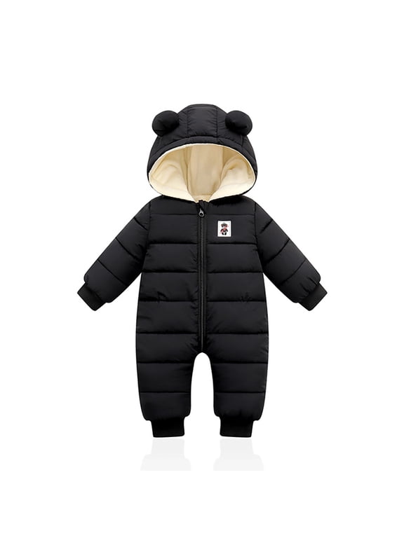 Newborn Baby Snowsuit Winter Coat Fleece Lining Warm Hoodie Romper Puffer Jacket Infant Jumpsuit Bodysuits 3-24 Months