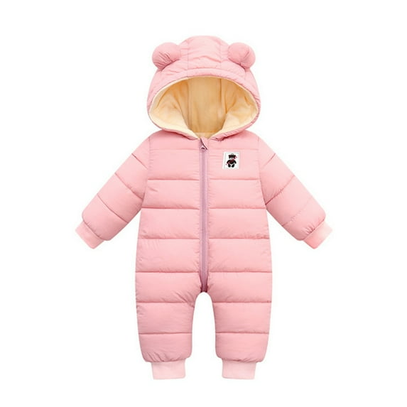 Usaibhir Newborn Baby Snowsuit Winter Coat Fleece Lining Warm Hoodie Romper Puffer Jacket Infant Jumpsuit Bodysuits 3-24 Months