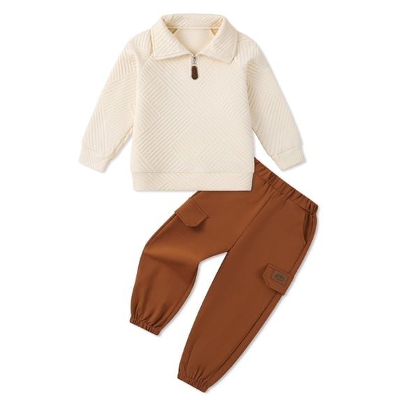Usaibhir Toddler Baby Boy Clothes Outfits Long Sleeve Solid Sweatshirt and Pants 2 Piece Fall Winter Sweatsuit Set 18M-6T