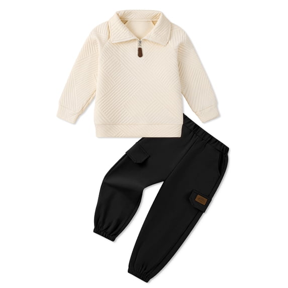 Usaibhir Toddler Baby Boy Clothes Outfits Long Sleeve Solid Sweatshirt and Pants 2 Piece Fall Winter Sweatsuit Set 18M-6T