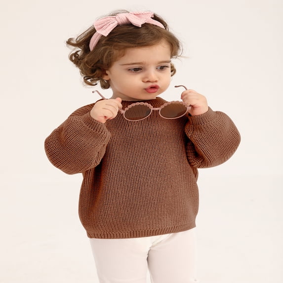 Usaibhir Toddler Baby Girl Boy Knit Sweater Blouse Pullover Sweatshirt Warm Crewneck Long Sleeve Tops Fall Winter Clothes for 9M-4Y