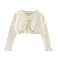 thumbnail image 1 of Usaibhir Toddler Baby Girl Sweater Crop Top Knit Cardigan Long Sleeve Ruffled One Button Cute Outwear Kids Fall Shrug Cover Up 1-7T, 1 of 4
