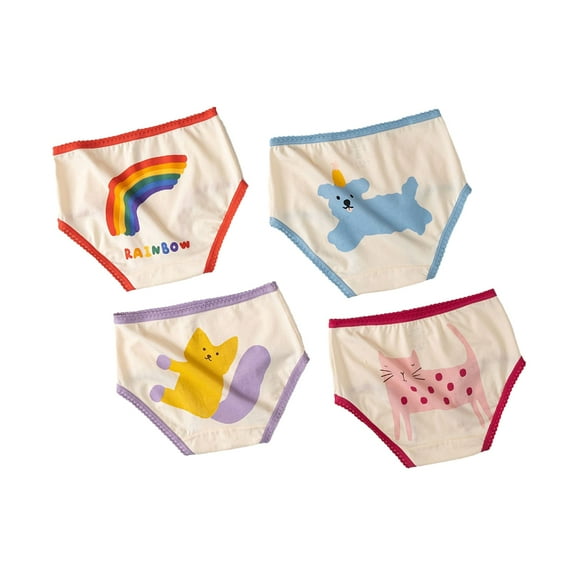 Usaibhir Toddler Baby Girls 4Pcs Pure Cotton Underwear Panties Soft Comfort Underwear Little Girls Assorted Briefs