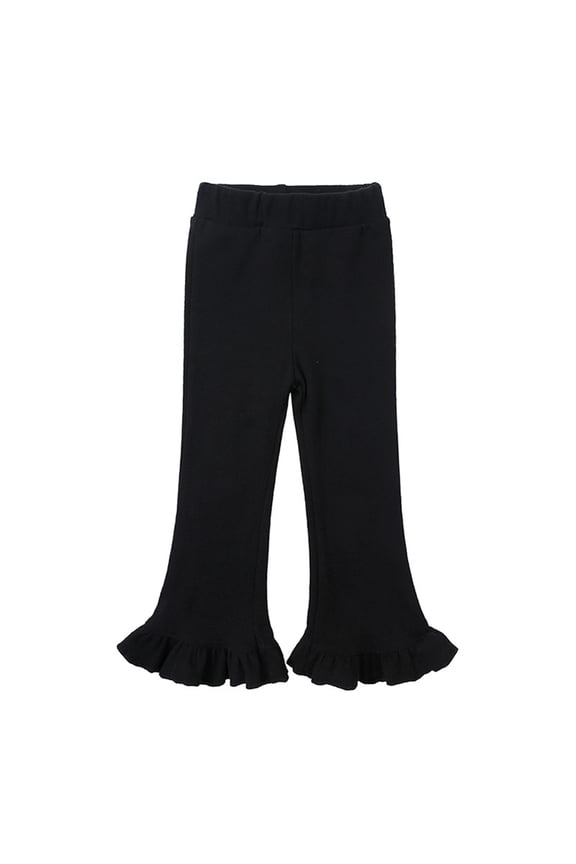 Toddler Baby Girls Soft Cotton Knit Ruffle Tights Leggings Solid Color Stretch Leggings Flare Trousers 1-8T