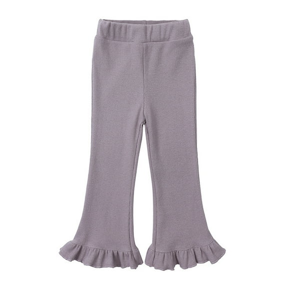 Usaibhir Toddler Baby Girls Soft Cotton Knit Ruffle Tights Leggings Solid Color Stretch Leggings Flare Trousers 1-8T