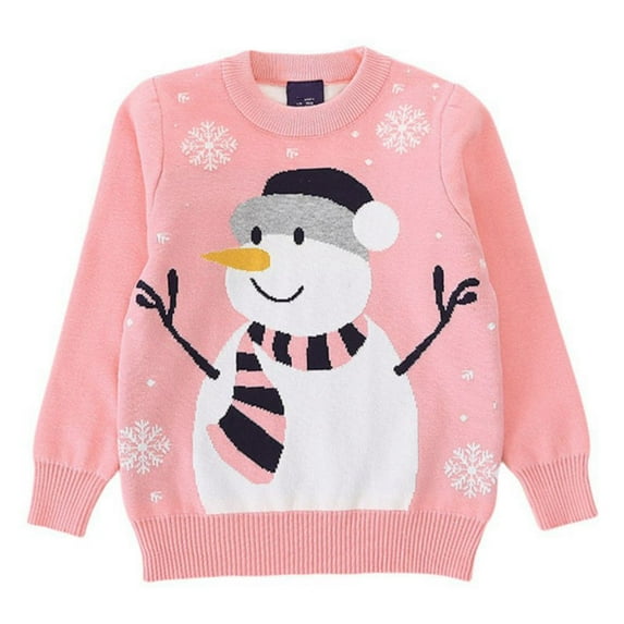 Usaibhir Toddler Boy Girl Christmas Sweater Kids Knite Snowman Print Pullover Snowman Cartoon Sweatshirts Autumn/Winter Tops 2-7T