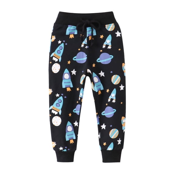 Usaibhir Toddler Boys Girls Thin Elastic Waist Sport Jogger Pants Kids Athletic Casual Cuffed Pull On Outwear Sweatpants for 7T Black