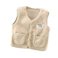 thumbnail image 1 of Usaibhir Toddler Boys Girls Vest Fleece Plush Waistcoat Kids Winter Sleeveless Jacket Warm Top for 6-7Y Cream-coloured, 1 of 9