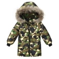 thumbnail image 1 of Usaibhir Toddler Boys Winter Warm Hooded Puffer Camouflage Color Coats Light Weight Padded Outerwear Long Jacket 2-9T, 1 of 1
