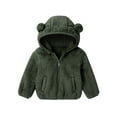 thumbnail image 1 of Usaibhir Toddler Girls Boys Fleece Jackets Double Sided Plush Zip Up Hooded Coat Solid Color Warm Winter Cute Outwear 6M-4T, 1 of 7