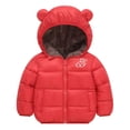 thumbnail image 1 of Usaibhir Toddler Girls Boys Winter 2Pcs Set Cute Bear Ears Fleece Jackets With Hooded Toddler Cotton Dress Warm Lined Coat Outer Clothing 2-7T, 1 of 8