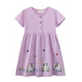 thumbnail image 1 of Usaibhir Toddler Girls Summer Cotton Casual Short Sleeve Floral skirt Button Down Collar Cartoon Animals Printed Dresses 2-7Y, 1 of 6
