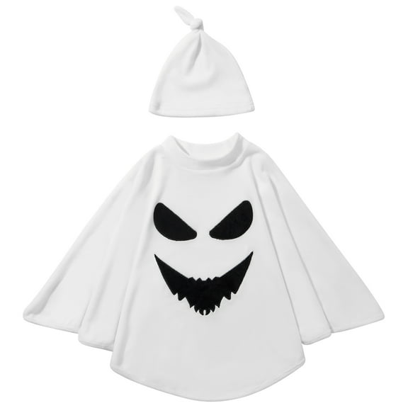 Usaibhir Toddler Kid Baby Girls Boys Halloween Costumes Ghost Smile Cloak Halloween Cape Cosplay with Hat Outfits 1-6T