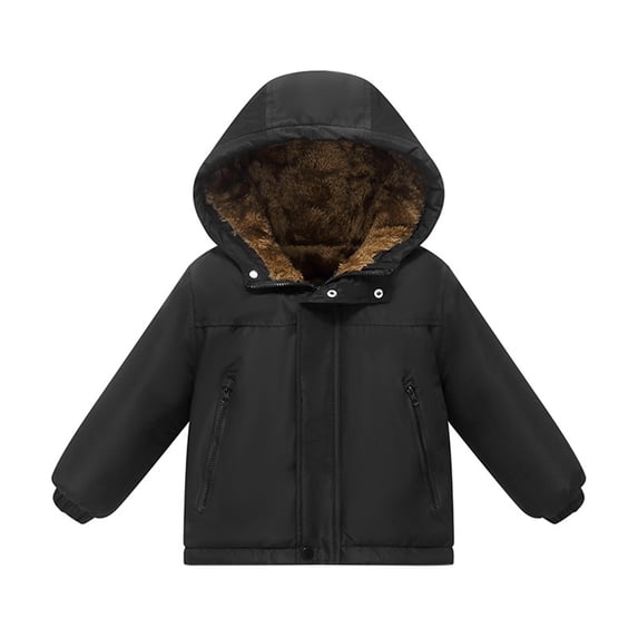 Usaibhir Toddler Kids Boys Winter Coat Girls Down Jacket Hooded Fleece Outwear Padded Puffer Jacket With Pockets 2-12T