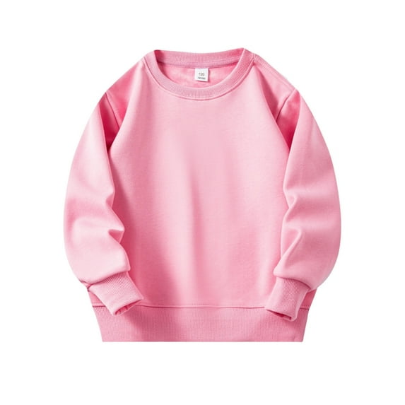 Usaibhir Unisex Baby Solid Color Cotton Sweatshirt Pullover T-Shirt Toddler Boy Girl Long Sleeve Crewneck Sweater Blouse Tops for 2-3Y Pink