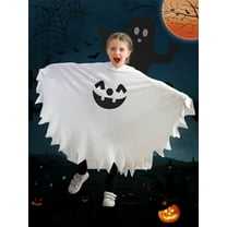 Usaibhir Unisex Kid Girl Boy Halloween Hood Cape Cloak Costume Ghost Spooky Cosplay Fancy Dress Up Outfit White Costume 1-6 Years