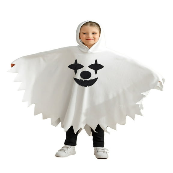 Usaibhir Unisex Toddler Kids Baby Girl Boy Halloween Ghost Costume Hooded Poncho Cape Cloak Hat Fancy Party Blanket Cosplay Clothes 1-6 Years