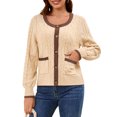 thumbnail image 1 of Usaibhir Womens Knit Button Up Cardigan Sweaters with Pockets Long Sleeve Crew Neck Open Front Sweater Jackets Outerwear, 1 of 8