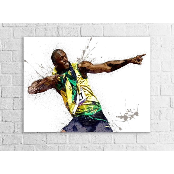 Usain Bolt Gallery Wrap Or Museum Quality Wall Decor Man Cave Room Office, Stretched Canvas