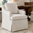 thumbnail image 1 of Usaint Barrel Dining Chair, Modern Farmhouse Linen Fabric Upholstered Slipcovered Kitchen Chairs with Arms, Solid Wood Accent Side Chair Single Sofa for Living Dining Reading, Cream, 1 of 8